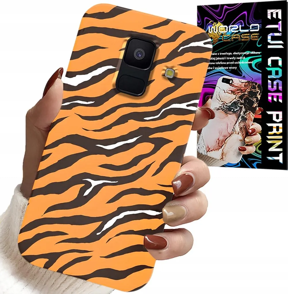 Custodia Per Samsung A6 2018 - Cover Posteriore A Strisce Di Tigre + Vetro