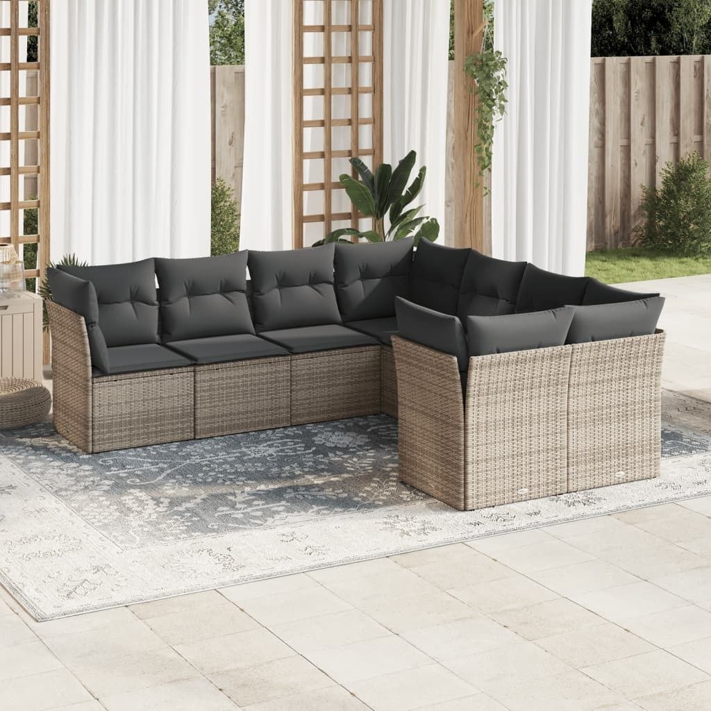 Maison Exclusive - 8-tlg. Garten-Sofagarnitur mit Kissen Grau Poly Rattan