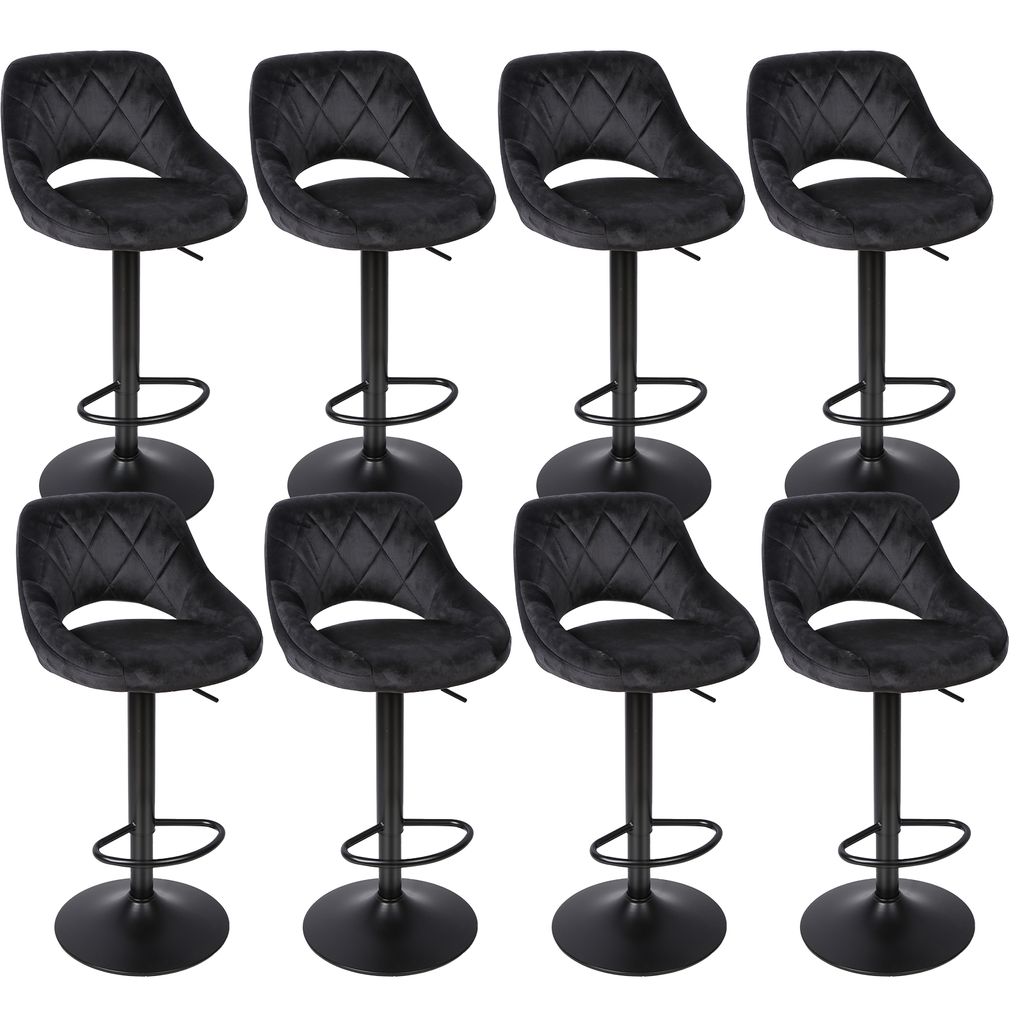 8er-Set Barhocker mit Rückenlehne und Fußstütze,Tresenhocker, Gute gepolstert, Samt,Küchenhocker,Sitzhöhe Verstellbar 60-80cm,für Küche/Bar ...