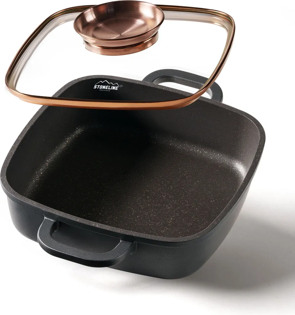 Pirofila STONELINE® Quadrata 20cm Oro Rosa con Coperchio Aroma - Shop