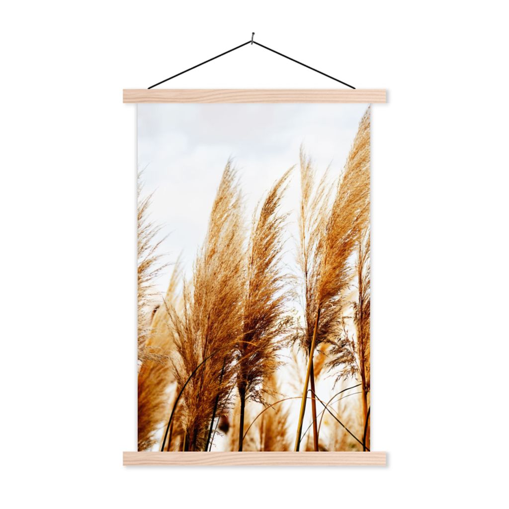 MuchoWow Textilposter Pampasgras - Sonne - Gras 40x60 cm mit holzfarbenen Rahmen - Poster