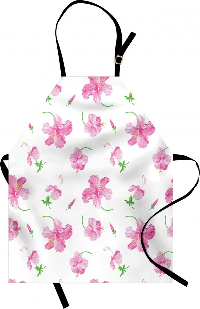 ABAKUHAUS Blume Kochschürze, Hibiscus Bloom Flowers auf Einem einfachen Hintergrund mit Blumenmuster im Landhausstil, Farbfest Höhenverstellbar W...