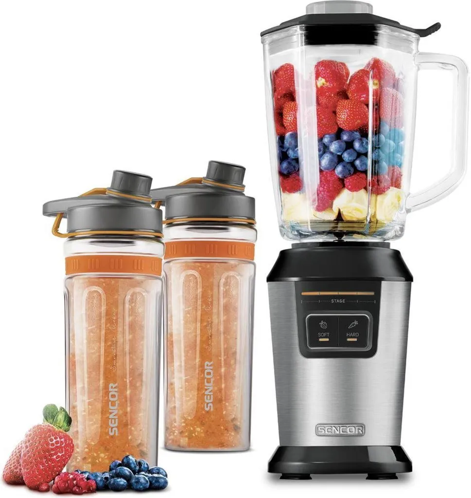 Sencor Sbl 7550Ss Smoothie Maker Mixeur Sportif avec Gourdes en Tritan