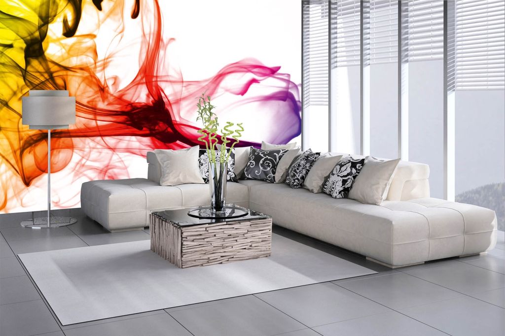 Vlies Fototapete WARMER FARBIGER RAUCH 375 x 250 cm (inkl. Kleister) - Vlies Tapete, Wandtapete, Wandbilder - Tapete für Wohnzimmer Schlafzimmer, ...