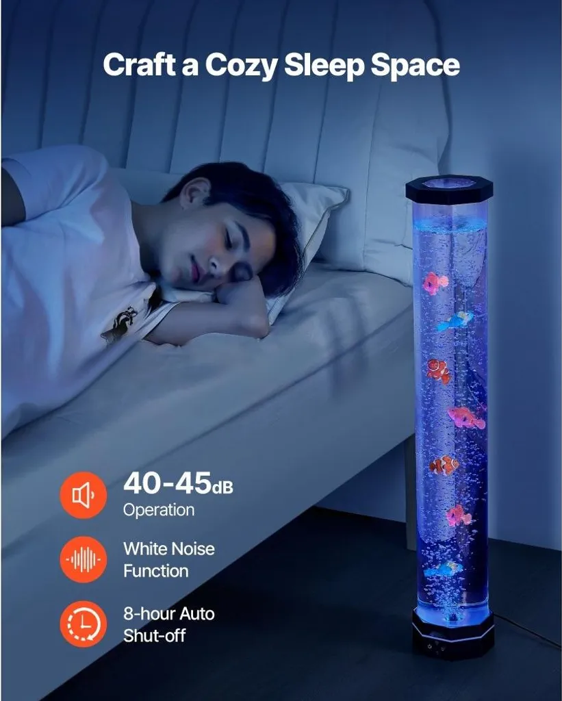 Lampada Lavica 80cm Effetto Acquario | 16 Colori LED e Pesci Tropicali - 5