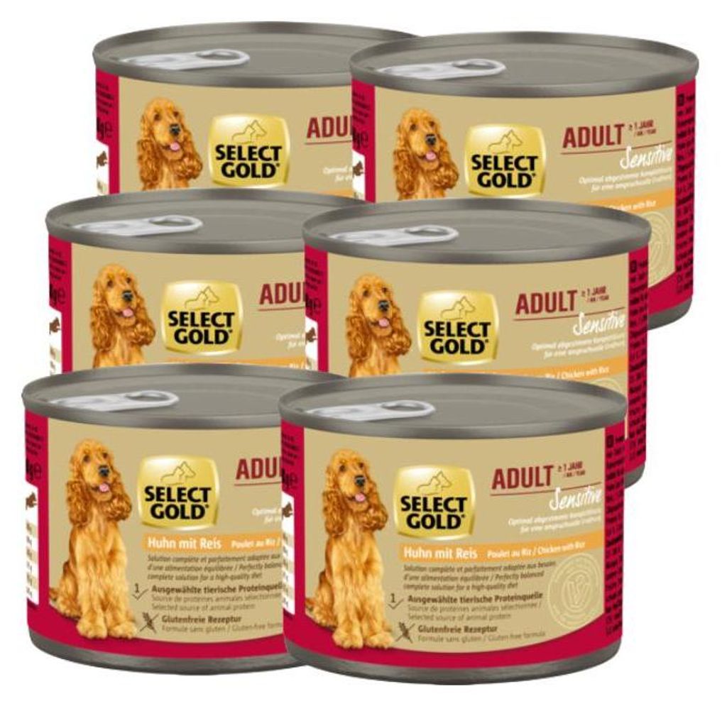 Select Gold Hund sensitive Huhn+Reis 6x200g Produktbild 