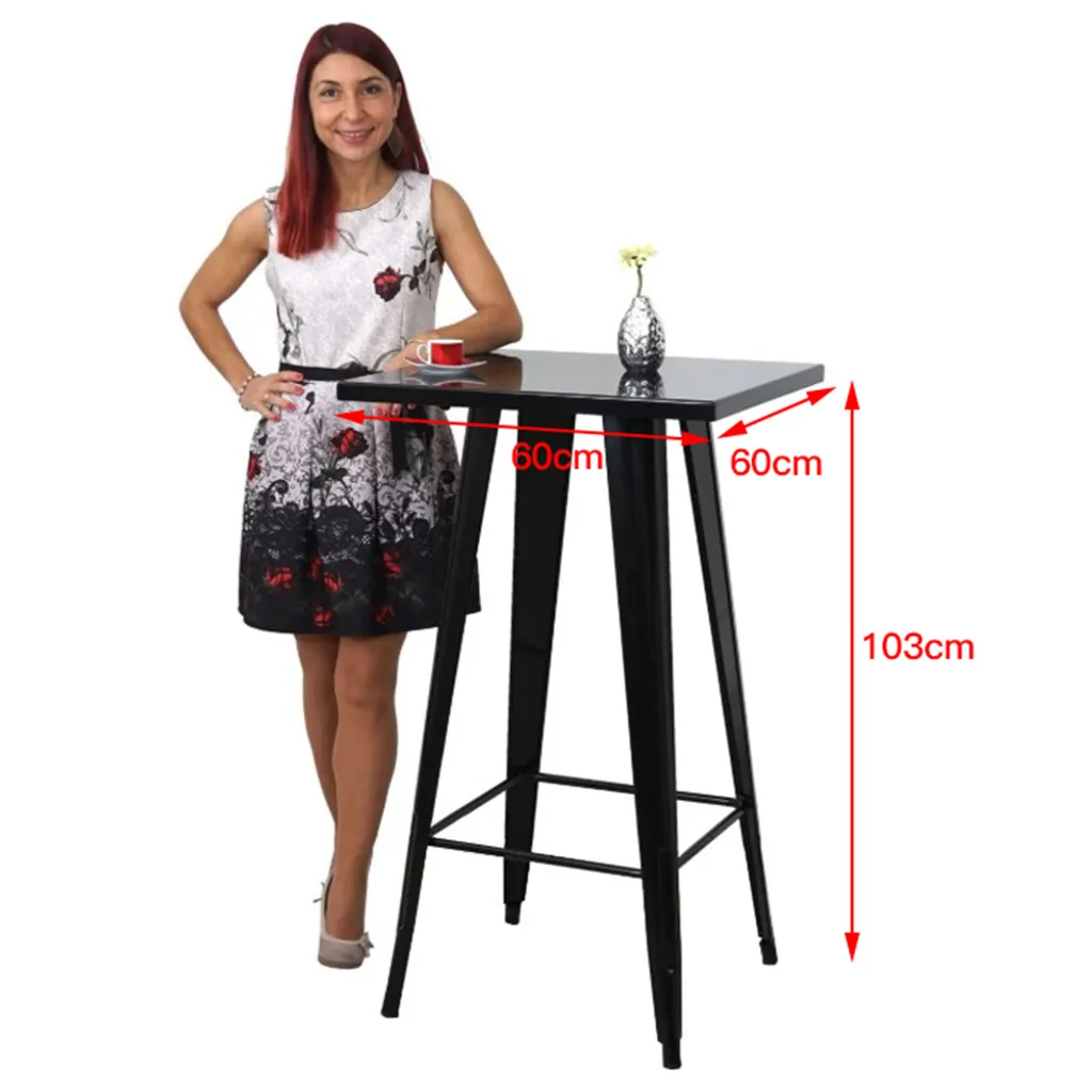 Table de bar gain de place noire 60x60cm solution pour petits espaces