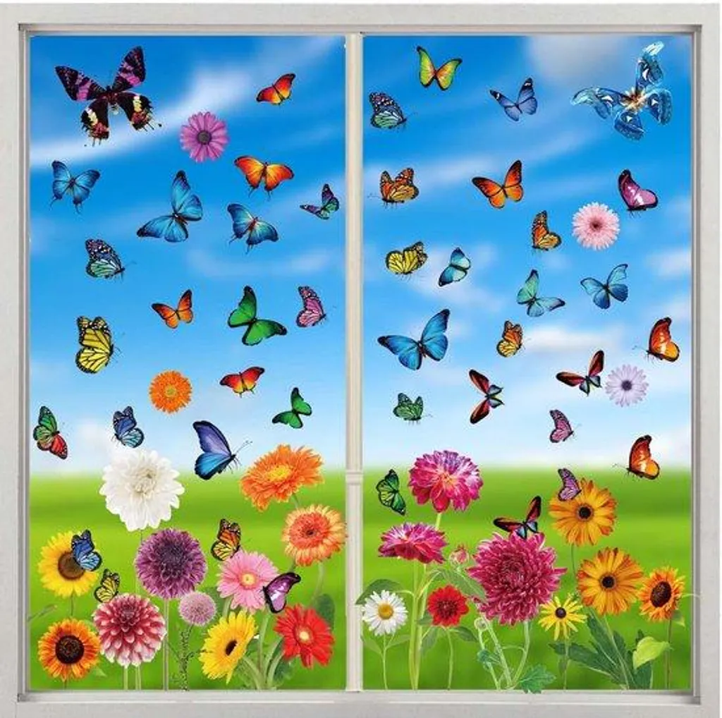 Autocollants muraux papillon fleurs oiseau arbre pour chambre enfant