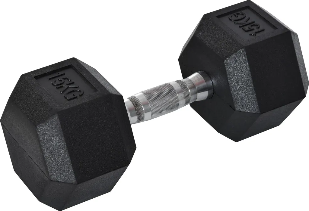 Poids de musculation 15 kg - Haltère court noir pour entraînement bras