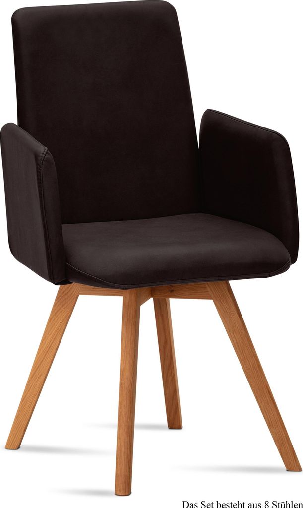 Armlehnstuhl (8er-Set) Dilys 52x92x60 Eiche geölt/Espresso