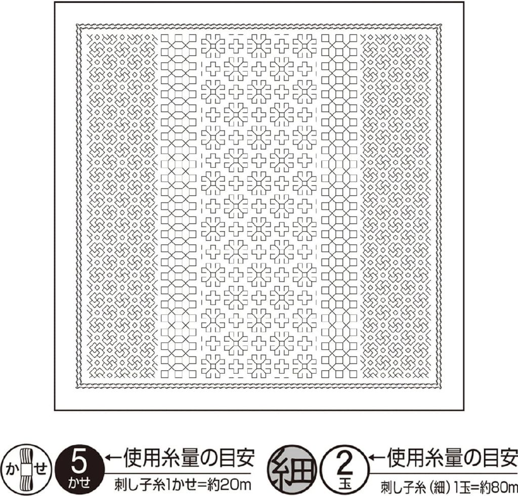 Olympus Sashiko Kugurizashi Sampler (nur Stoff) "Hana Fukin Produktbild 