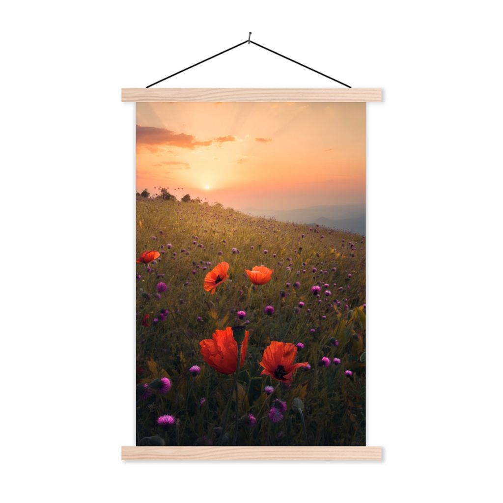 MuchoWow® Textilposter Blumenfeld - Gras - Pflanzen - Produktbild 