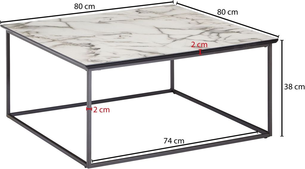FineBuy Couchtisch Eckig 80x80 cm Wohnzimmertisch Weiß Produktbild 3