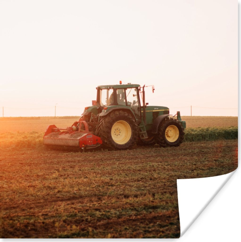 MuchoWow Poster Traktor - Feld - Bauernhof - Landwirt - Horizont 75x75 cm - Wand Dekoration