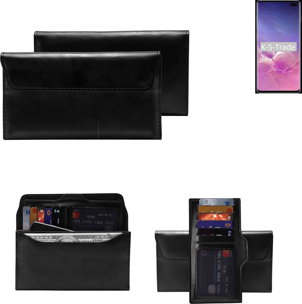 K-S-Trade Handy Hülle kompatibel mit Samsung Galaxy S10+ (DUOS) Schutz Hülle Tasche Schutz Case Handytasche Kunstleder schwarz, 1x