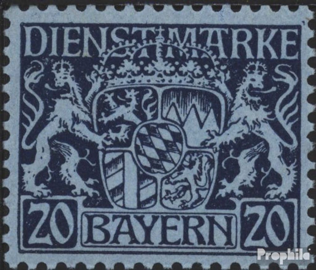 Briefmarken Bayern 1916 Mi D20 postfrisch Staatswappen Produktbild 