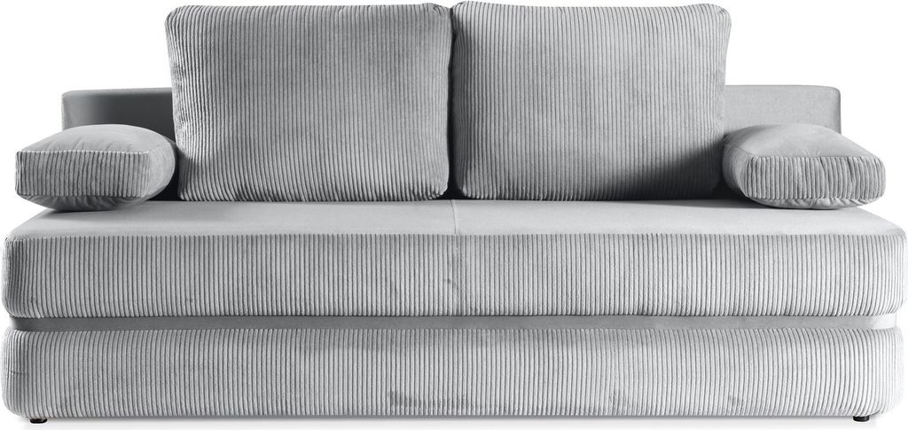 BETTSO Stilvolles CORINA Sofa mit Schlaffunktion Hellgrau