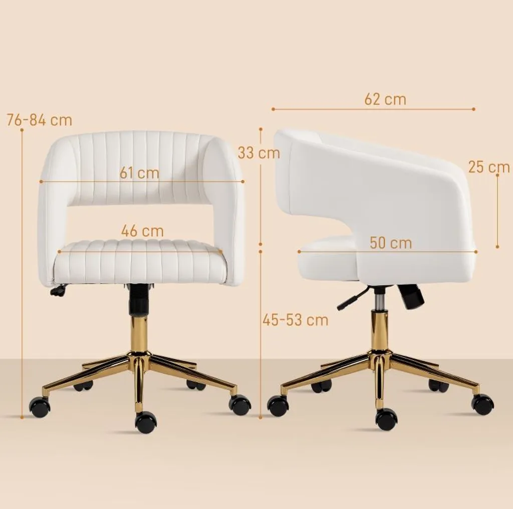 Fini le mal de dos avec cette chaise de bureau velours blanc réglable