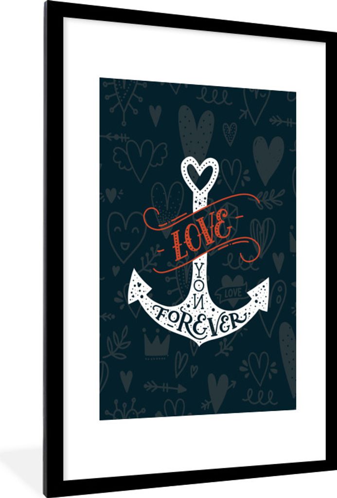 MuchoWow MuchoWow Gerahmtes Poster Liebe - Zitat - Herz - Jungen - Mädchen - Baby 60x90 cm - Poster mit zchwarzem Bilderrahmen - Dekoration - ...