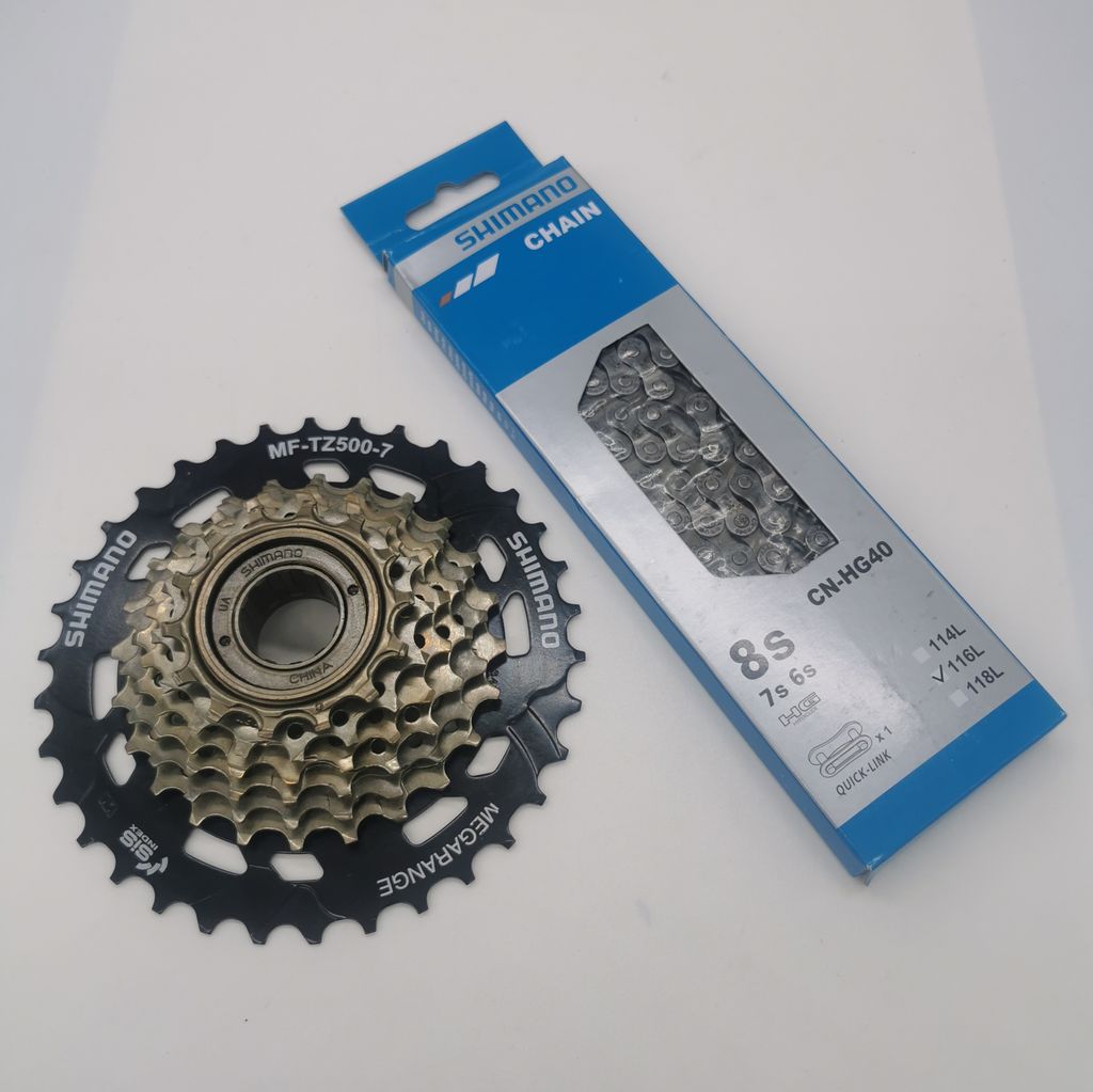 Shimano Verschleißset Kette HG 40 + Schraubkranz MF-TZ500 Produktbild 