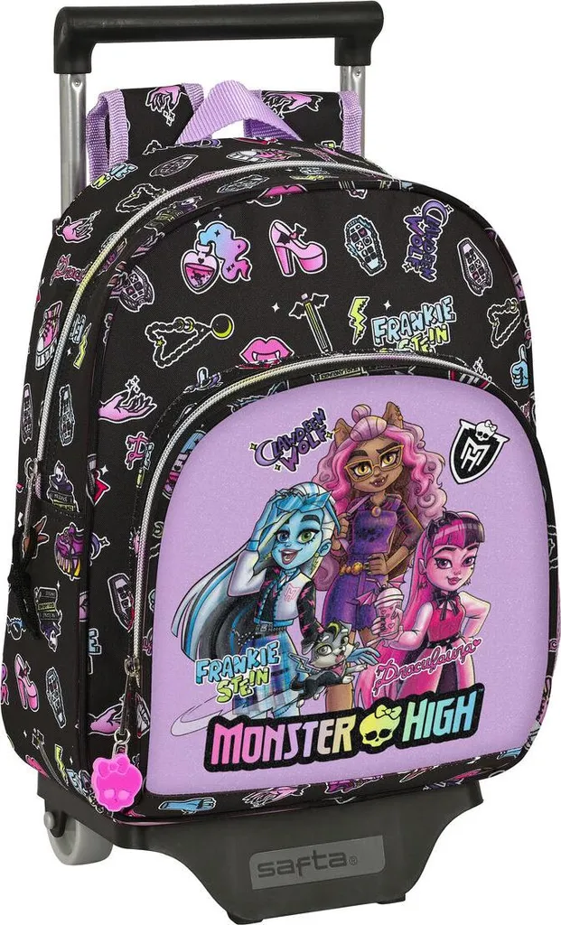 Sac à dos d'école Monster High 609 avec trolley pour livres lourds