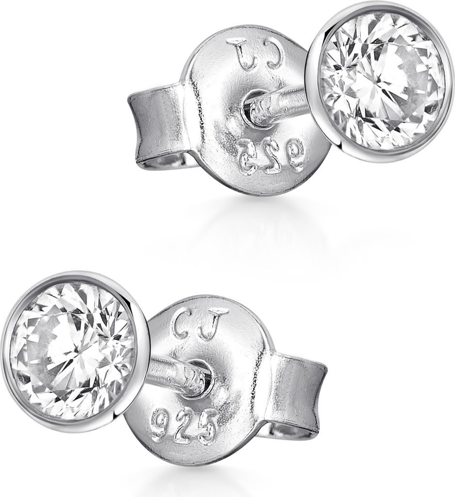 MATERIA by Matthias Wagner Kleine Damen Ohrstecker Zirkonia 925 Silber rhodiniert 3-5mm SO-436
