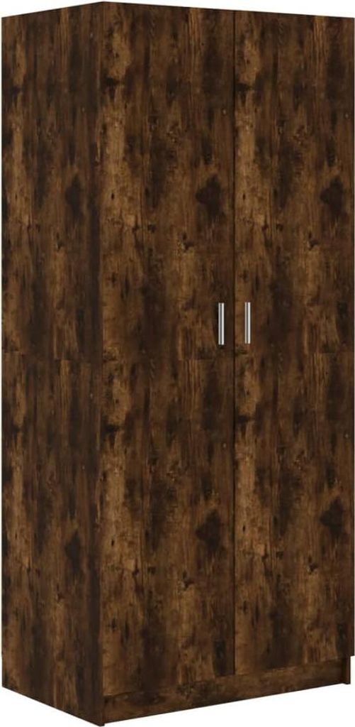 A full-shot image of a wooden wardrobe with two doors.
