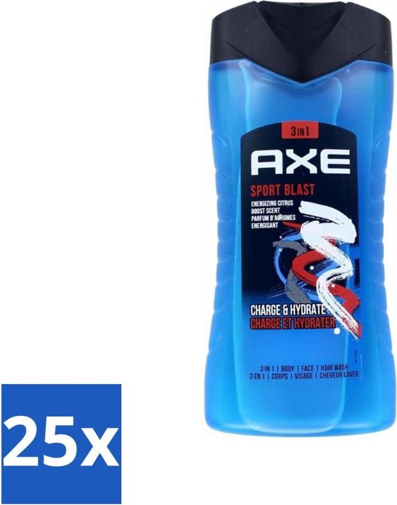 Axe - 3-in-1 Duschgel - Sport Blast - Energizing Citrus - Hydrating - 250 ml - Vorteilspack - 25 Stücke