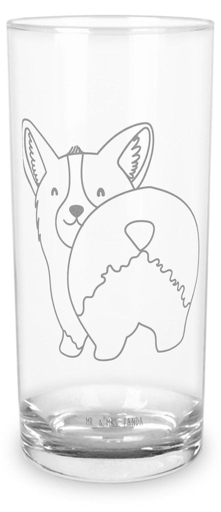 Mr. & Mrs. Panda Tumbler Corgi Po 400 ml - Transparent - Geschenk, Longdrinkglas, Selbstliebe, Hund, Spruch, Cocktailglas, Sprüche, Wasserbecher, ...