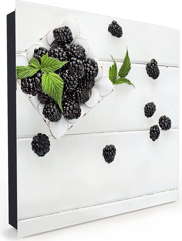 Nachbildung-Schlüsselkasten, Magnetpinnwand und Memoboard mit Glasfront Motiv Frische Brombeerfrucht