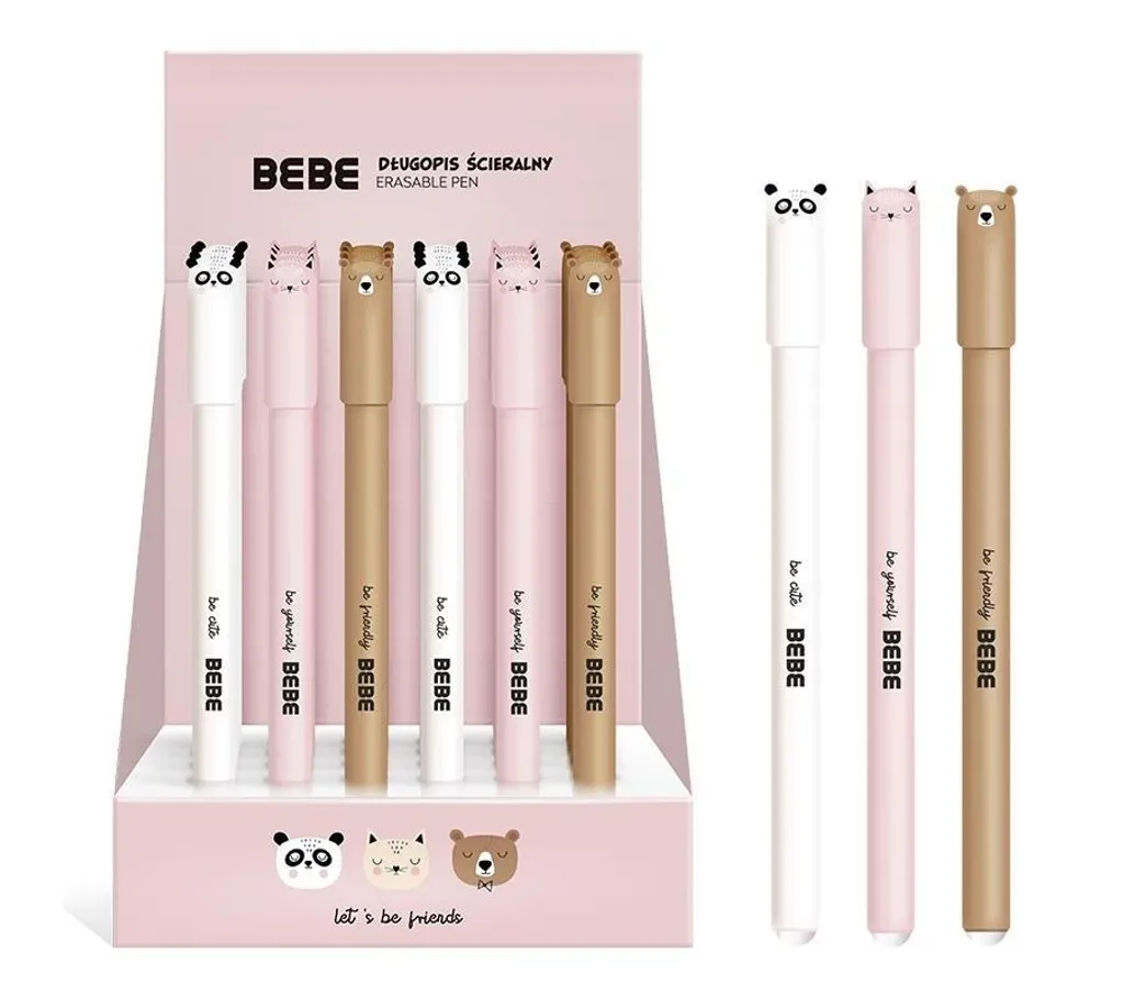 Finies les ratures avec le lot de 24 stylos effaçables BB Friends bleu