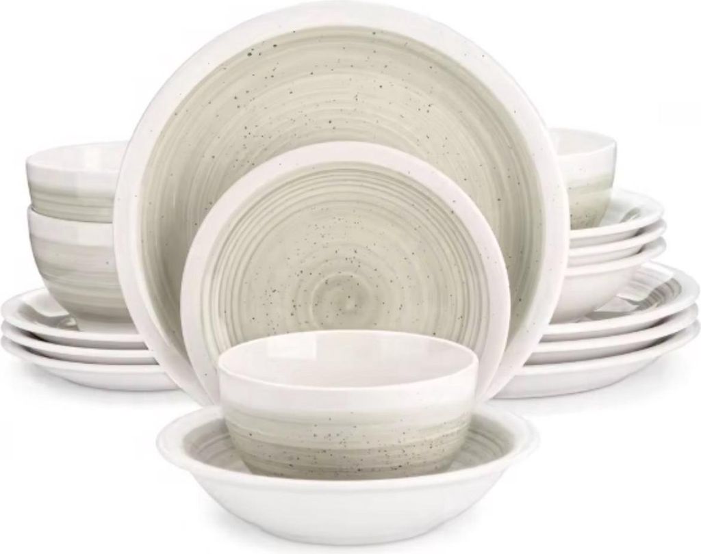 Serenico Serviesset Azzuro – 32-teilig – 8 Personen – Beige – Essteller – Tafelservice – Tiefe Teller – Frühstücksteller – Servie...