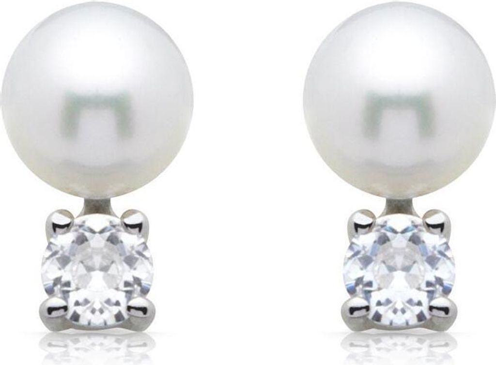 Weiße Unique Perlenohrstecker: 925 Silber mit Zirkonia SE0419
