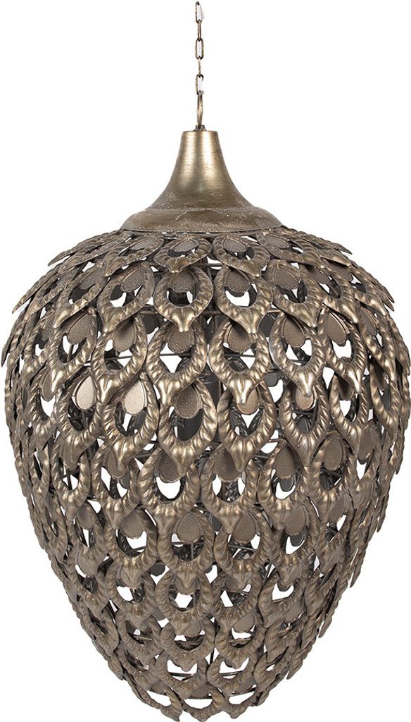 Clayre & Eef Hängelampe Ø 39x59 cm Goldfarbig Grau Eisen