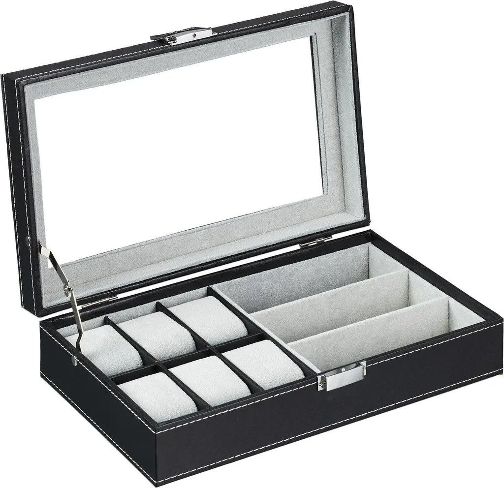 Boîte à Bijoux en Simili Cuir Noir avec Serrure - Rangement Élégant
