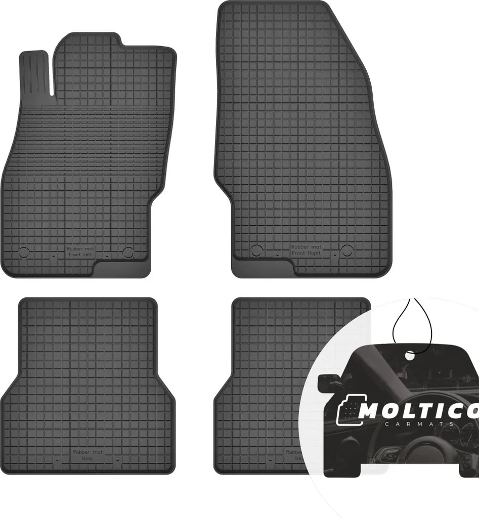 Tappetini in gomma con bordo Tappetini per auto Tappetini in gomma per auto Set di 4 pezzi su misura - adatto per Fiat Punto 12' 2012-2018