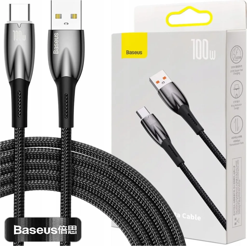Cavo Usb Do Usb-C Baseus Glimmer, 100W, 2M (Czarny)