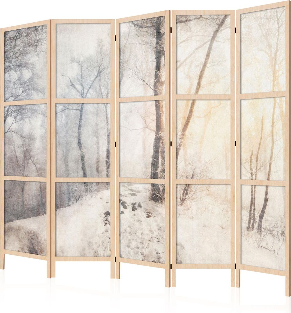 LUMASOUL Paravent Einseitiger, Paravent Raumteiler Innen, Winter Motiv, 225x172 cm