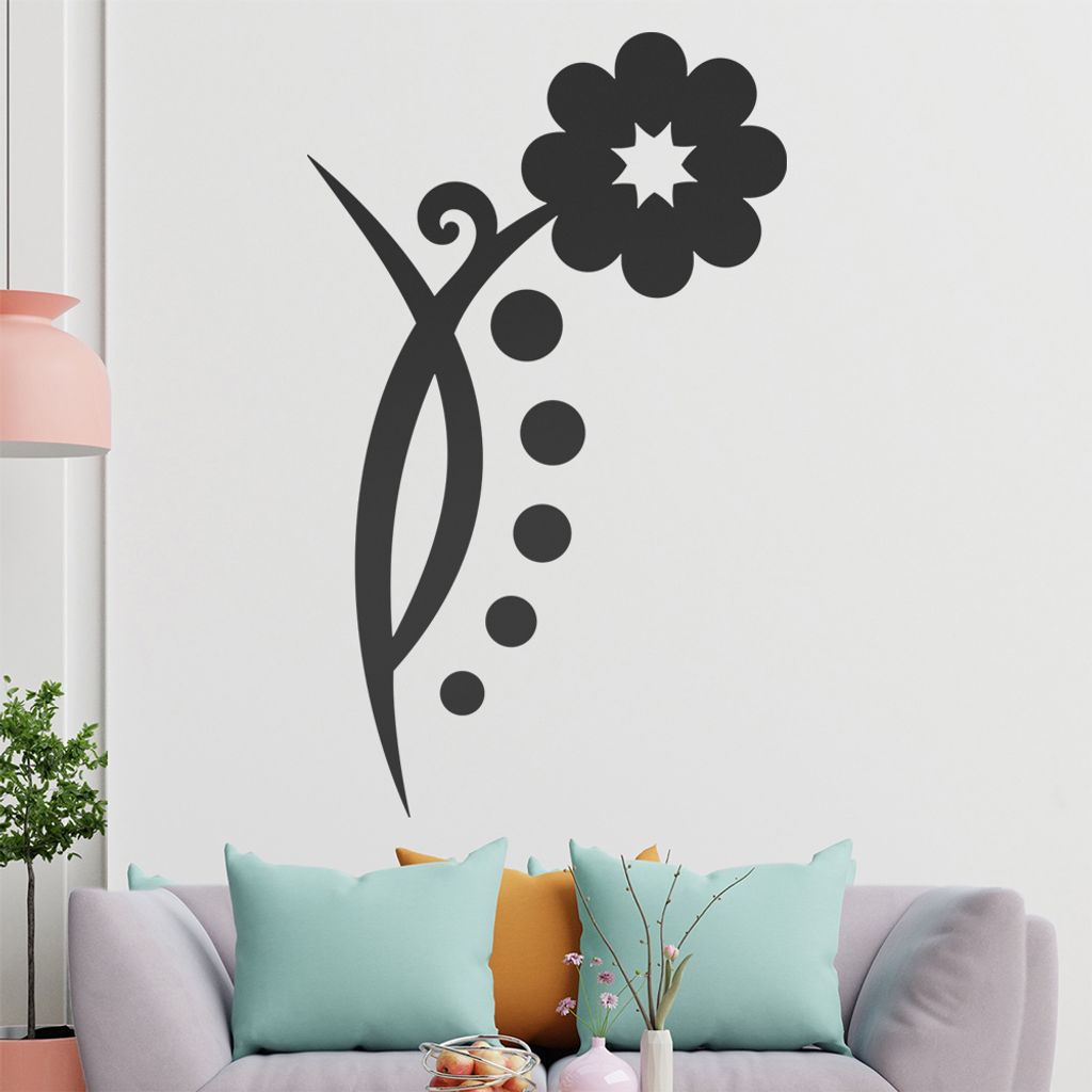Blume - Linien Punkte Wandtattoo in 6 Größen - Wandaufkleber Wall Sticker - Dekoration, Küche, Wohnzimmer, Schlafzimmer, Badezimmer