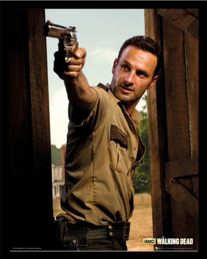Poster Rick Walking Dead Cornice MDF Nera Shinsuke e Vetro Acrilico