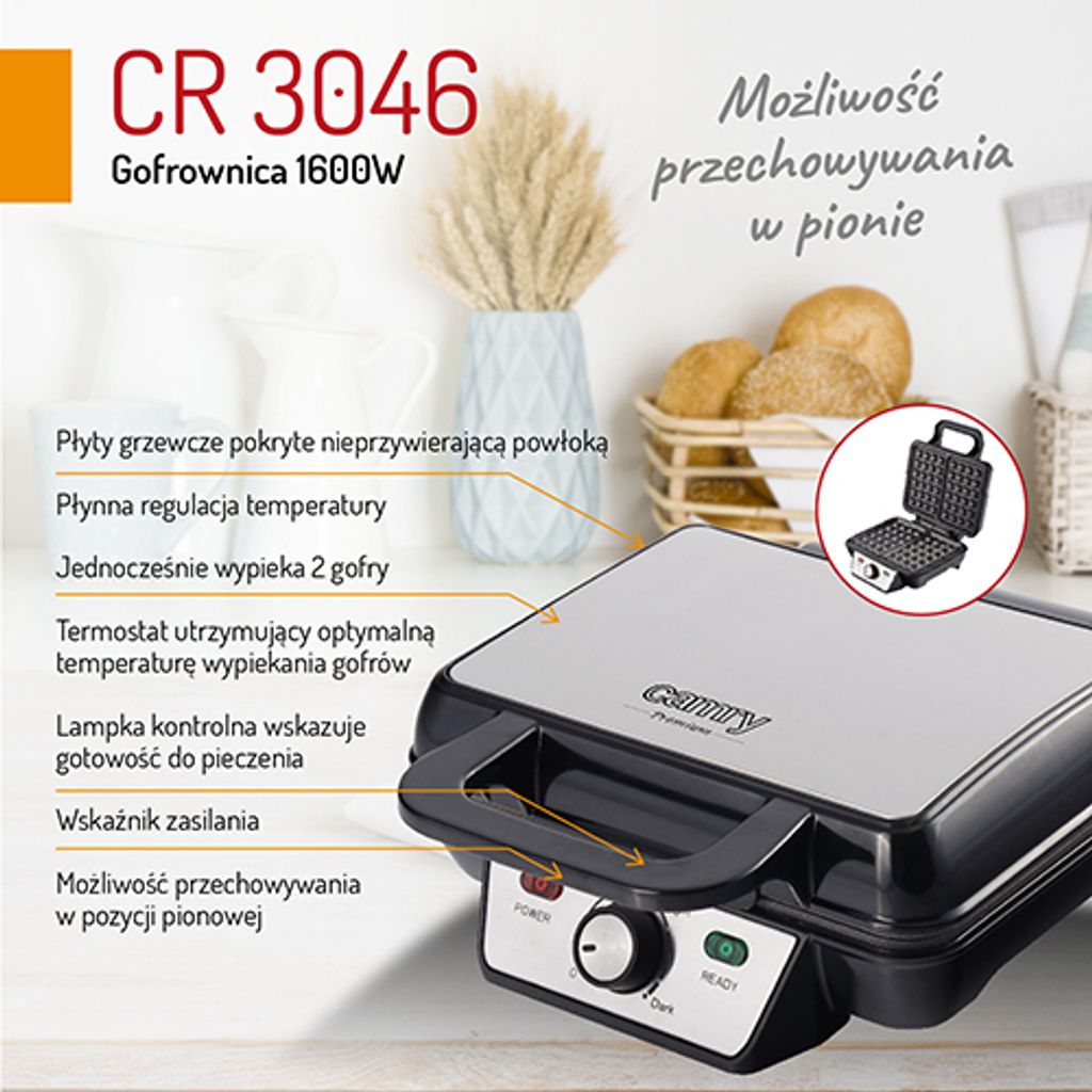 Gofrownica Camry | opiekacz do gofrów | grill elektryczny | Zdjęcie produktu 5