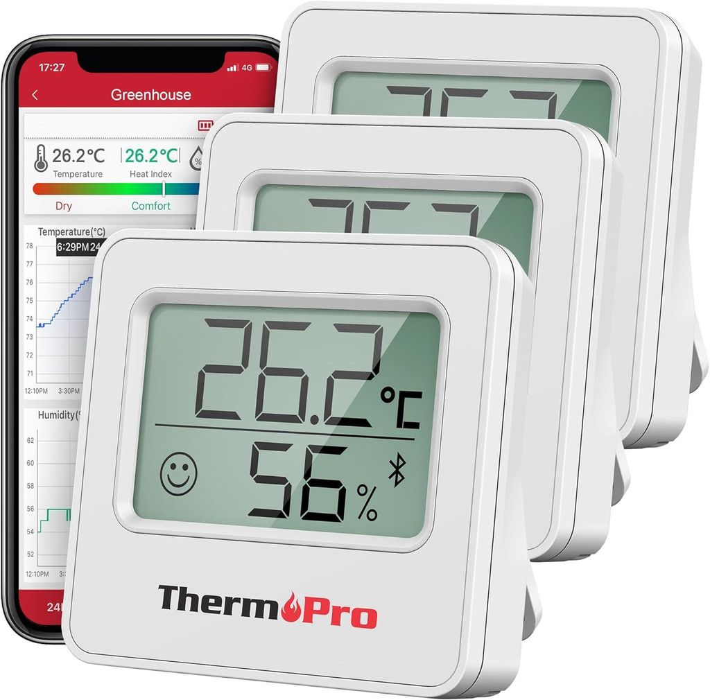 TempPro TP357-3 Bluetooth Thermo-Hygrometer im 3er Set mit Produktbild 