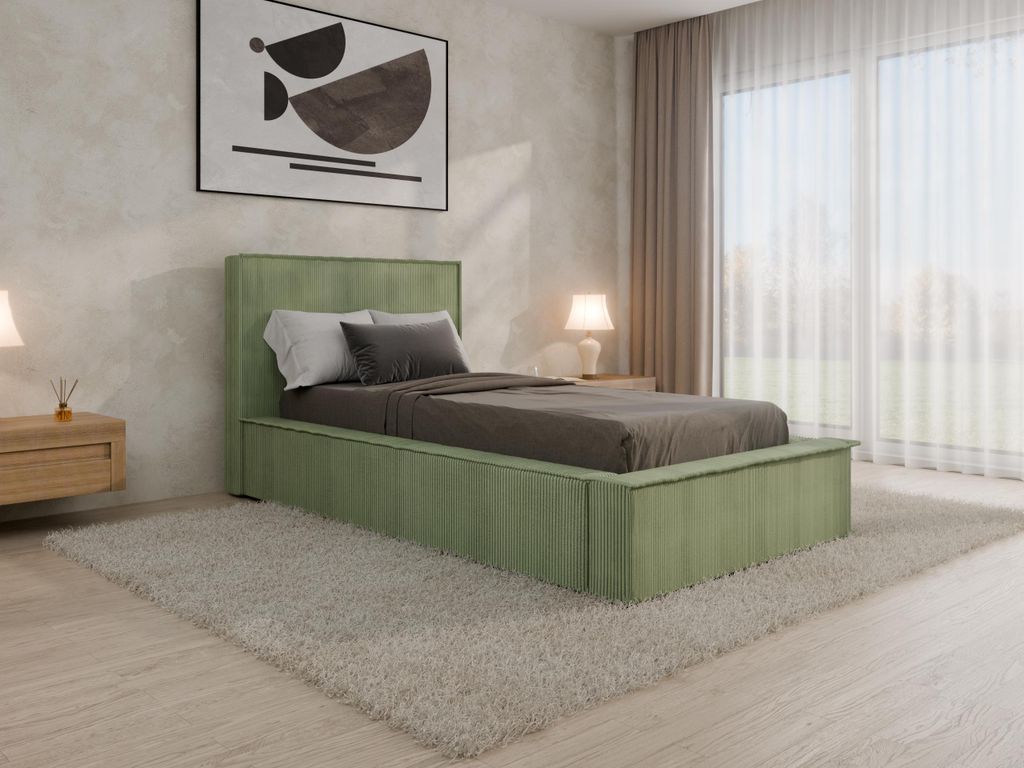 SANA – modernes Polsterbett mit Bettkasten und Metall-Lattenrost | Taschenfederkern, Kokos