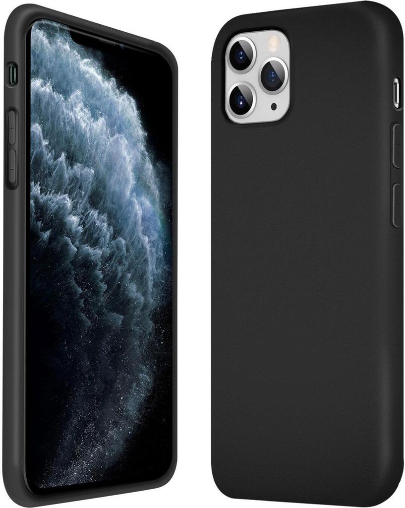 Conie TPU Schutzhülle für iPhone 11 Pro Tasche Case Cover Bumper Silikon Mikrofaser Inlay Hülle in Schwarz matt