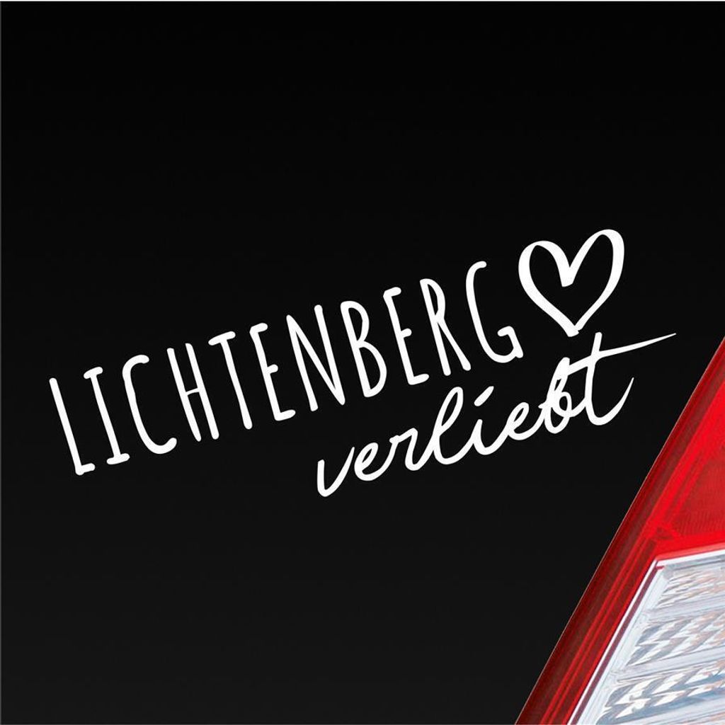 Auto Aufkleber Lichtenberg verliebt Herz Stadt Heimat Liebe Car 19x6 cm Weiss Matt Sticker Heckscheibenaufkleber