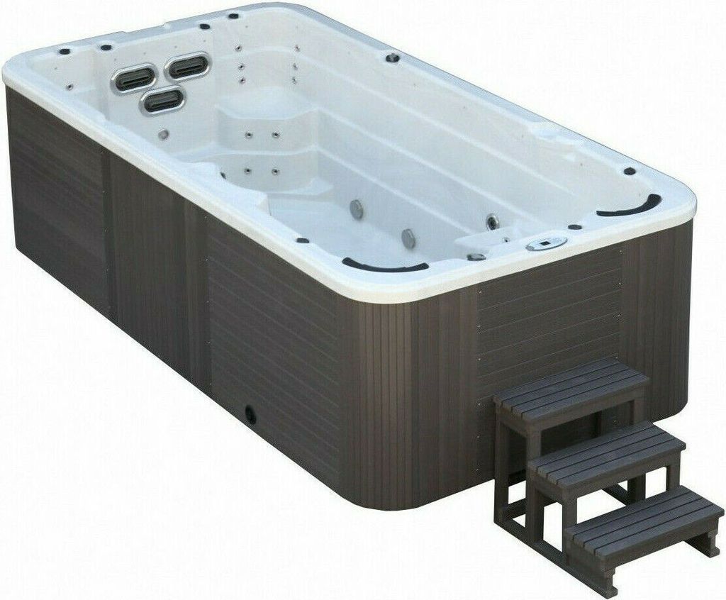 XXXL Luxus Led Swim Spa 445x230cm Whirlpool Gegenstromanlage Outdoor Schwimmbad