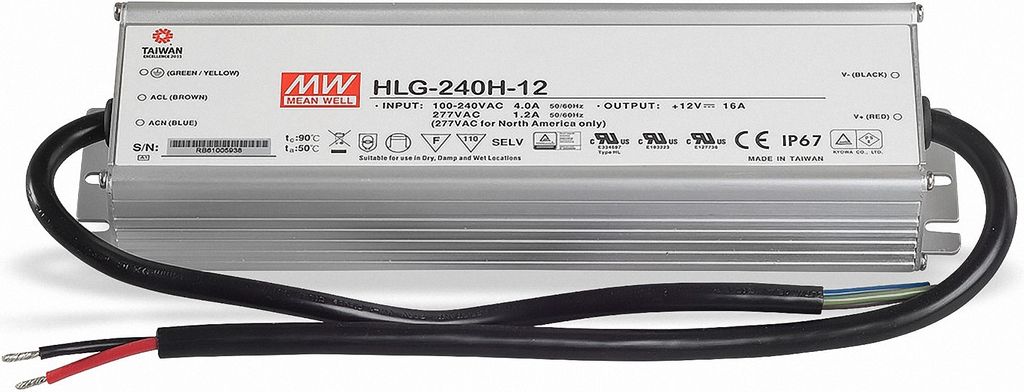 Mean Well HLG-240H-12 Schaltnetzteil 12V / 0-10A / 192W IP67