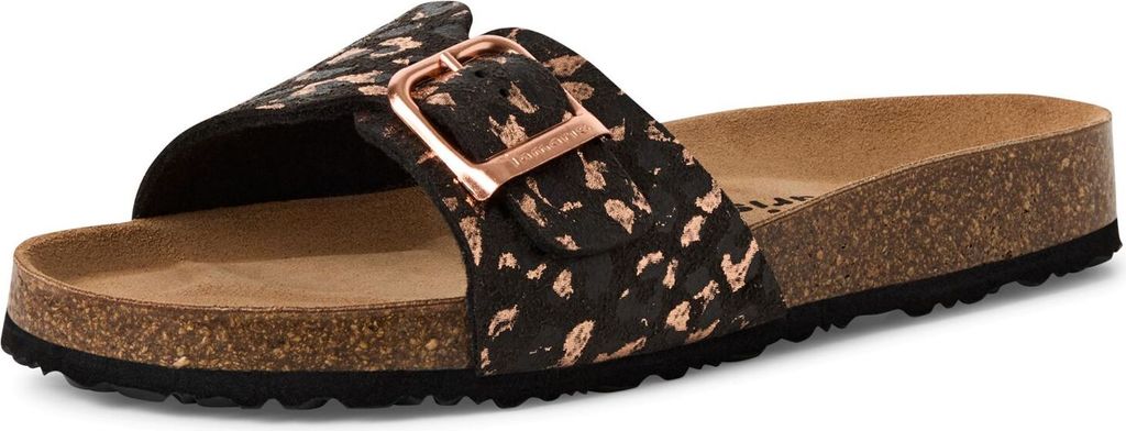 Tamaris Damen Pantolette mit Schnalle und Tieffußbett aus Leder 1-27520-42, Größe:41 EU, Farbe:Schwarz
