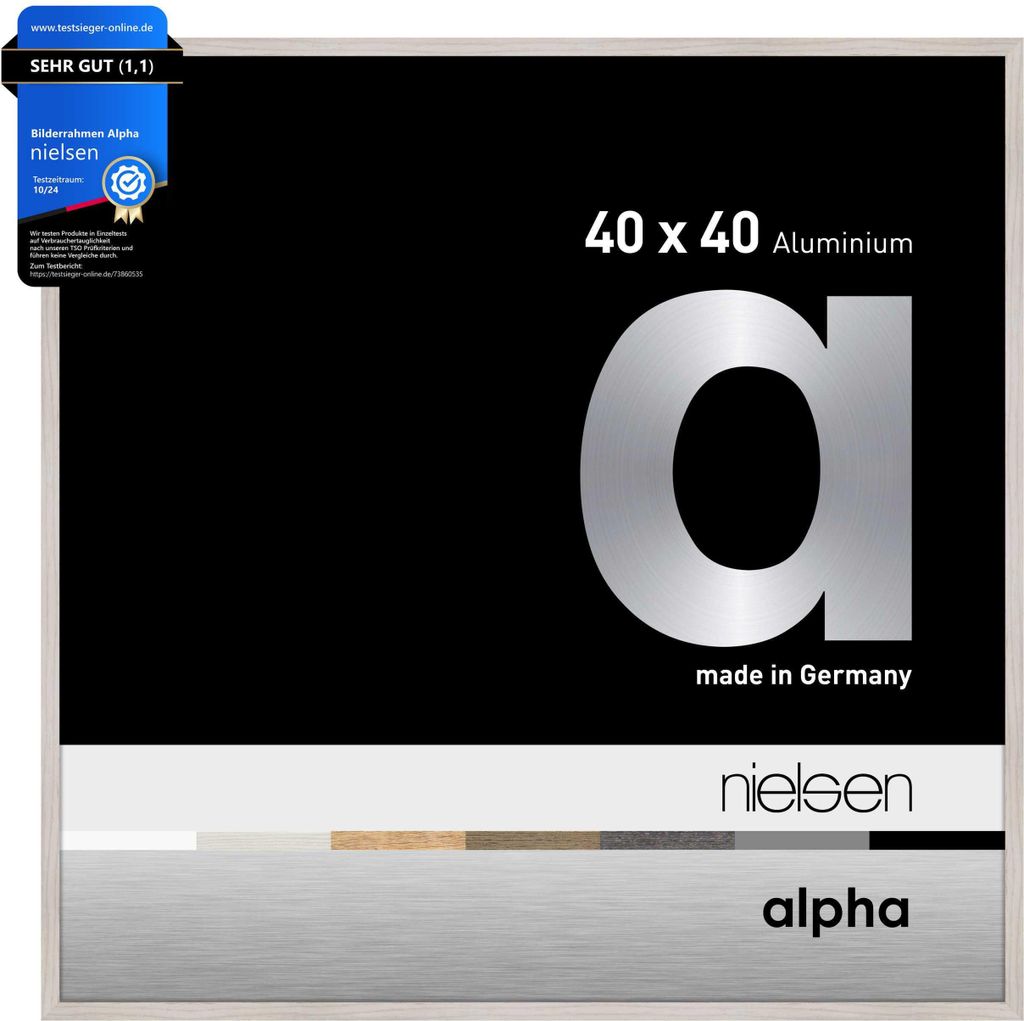 nielsen Aluminium Bilderrahmen Alpha, 40x40 cm, Eiche Weiß