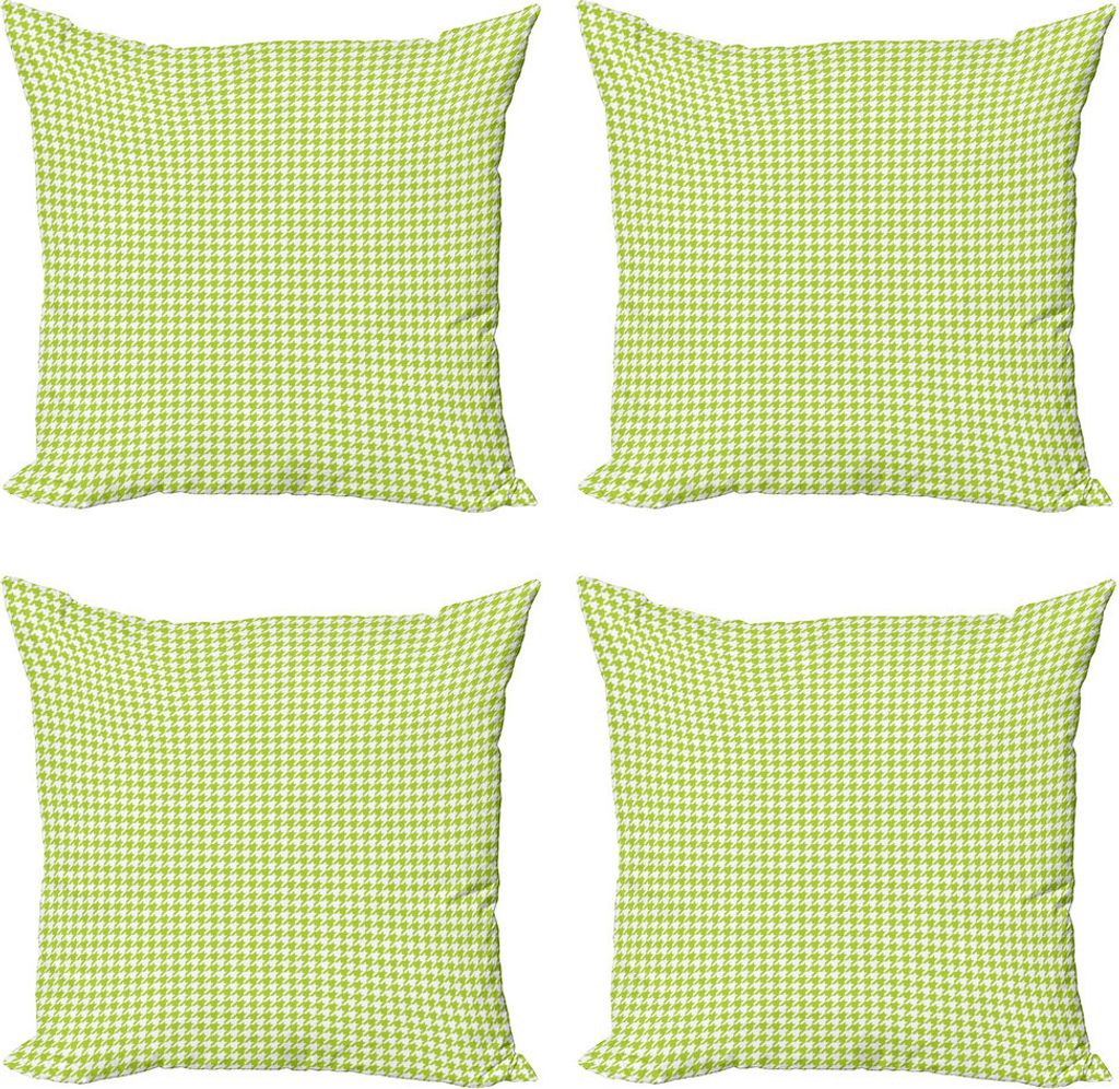ABAKUHAUS Hahnentrittmuster Kissenbezug Set (4 Stück), Bicolor Klassische Verziert, Moderner Doppelseitiger Digitaldruck, 40 cm x 40 cm, Lime Gree...